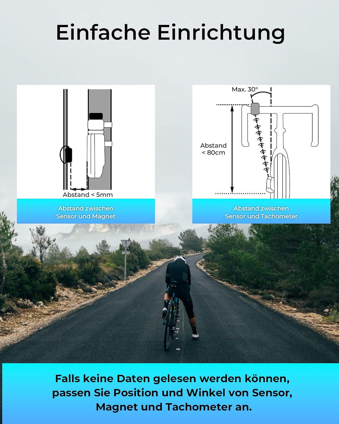 Flechazo Fahrradcomputer Kabellos, 2,8" LCD-Display, 19 Funktionen, Schwarz