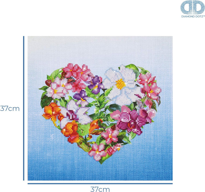 Diamond Dotz DD7-008 Blumen Herz, ca. 37 x 37 cm gross, Diamond Painting, Malen mit Diamanten, funke