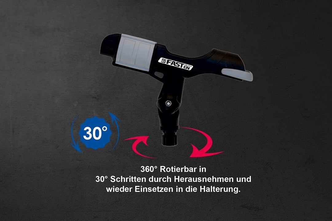 Set: Fasten Rutenhalter + Halterung [PVC Basis] (110x110mm) + Kleber Kit, Farbe:schwarz, Schwarz
