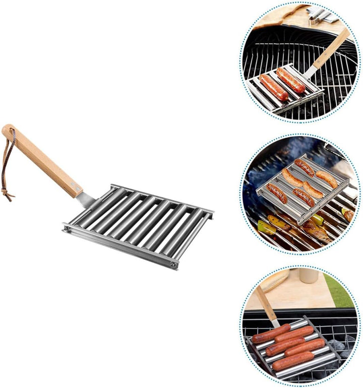 Veemoon Edelstahl Wurstrollenständer für Grill und Hot Dogs, Tragbar
