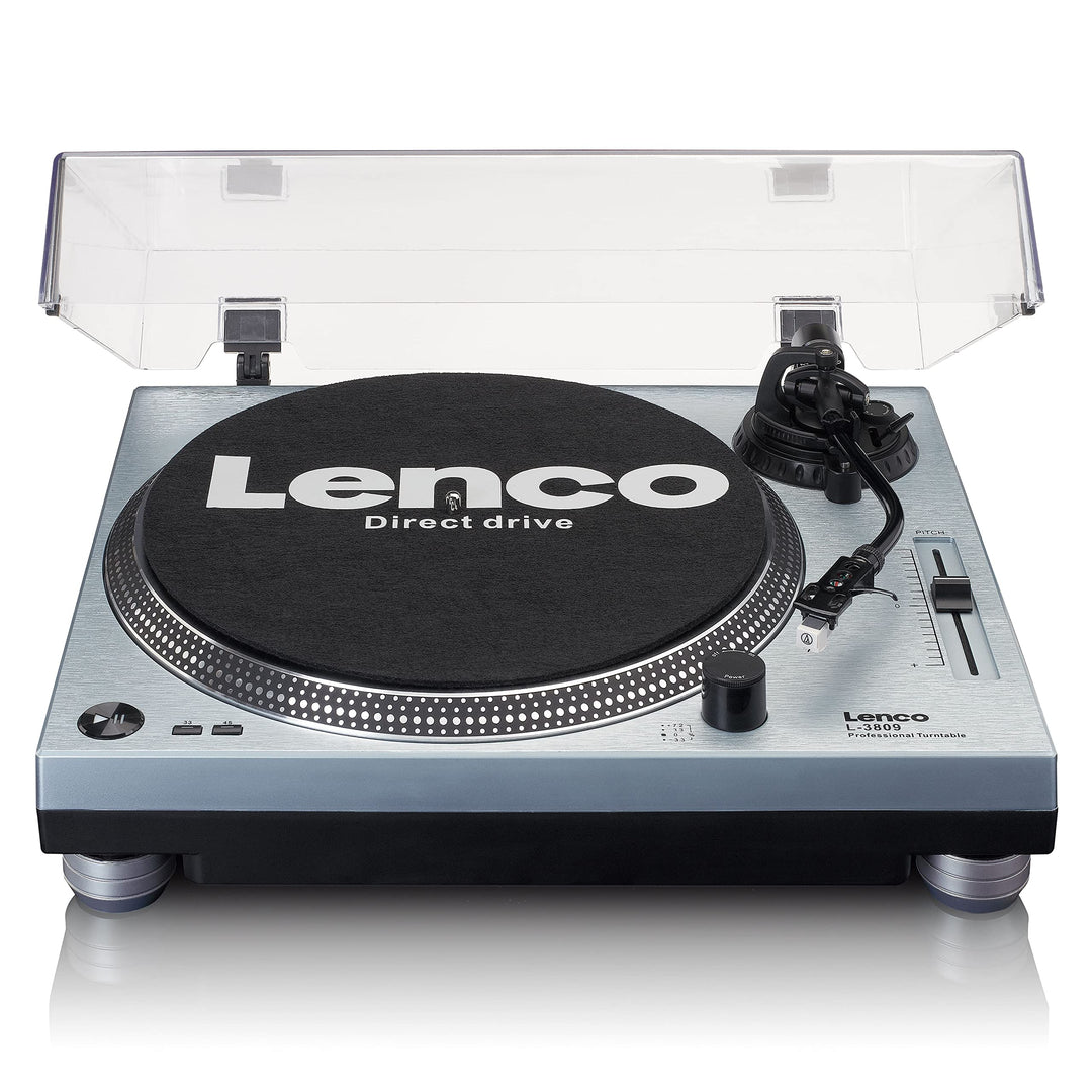 Lenco L-3809 Plattenspieler - DJ Plattenspieler mit Direktantrieb - USB - Vorverstärker - 33 und 45