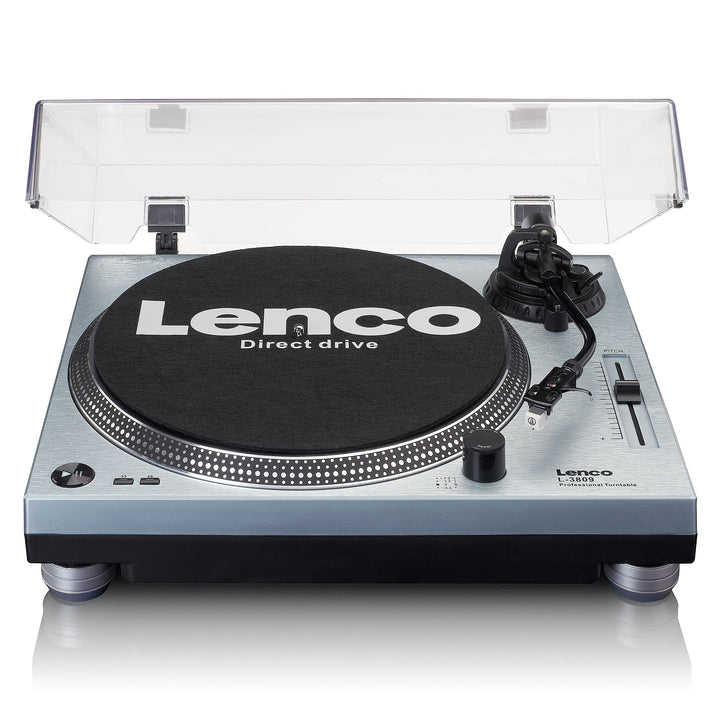 Lenco L-3809 Plattenspieler - DJ Plattenspieler mit Direktantrieb - USB - Vorverstärker - 33 und 45
