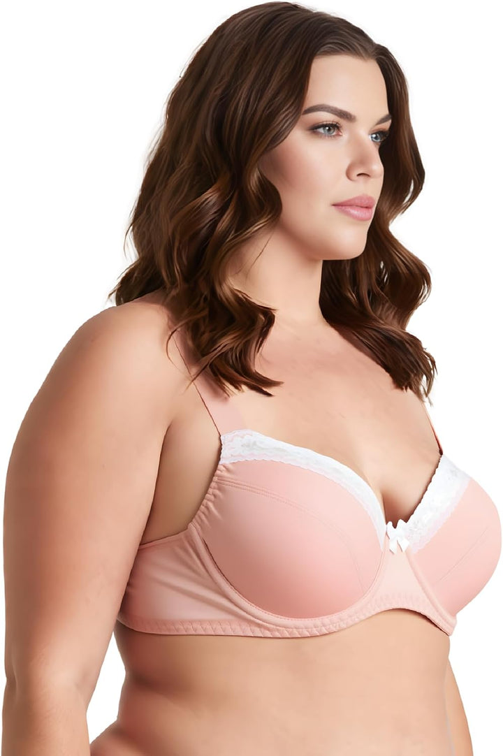 Curve Muse Damen-BH, ungefüttert, Balconette, Baumwolle, Spitze, Übergrösse, 2er- oder 3er-Pack 75D