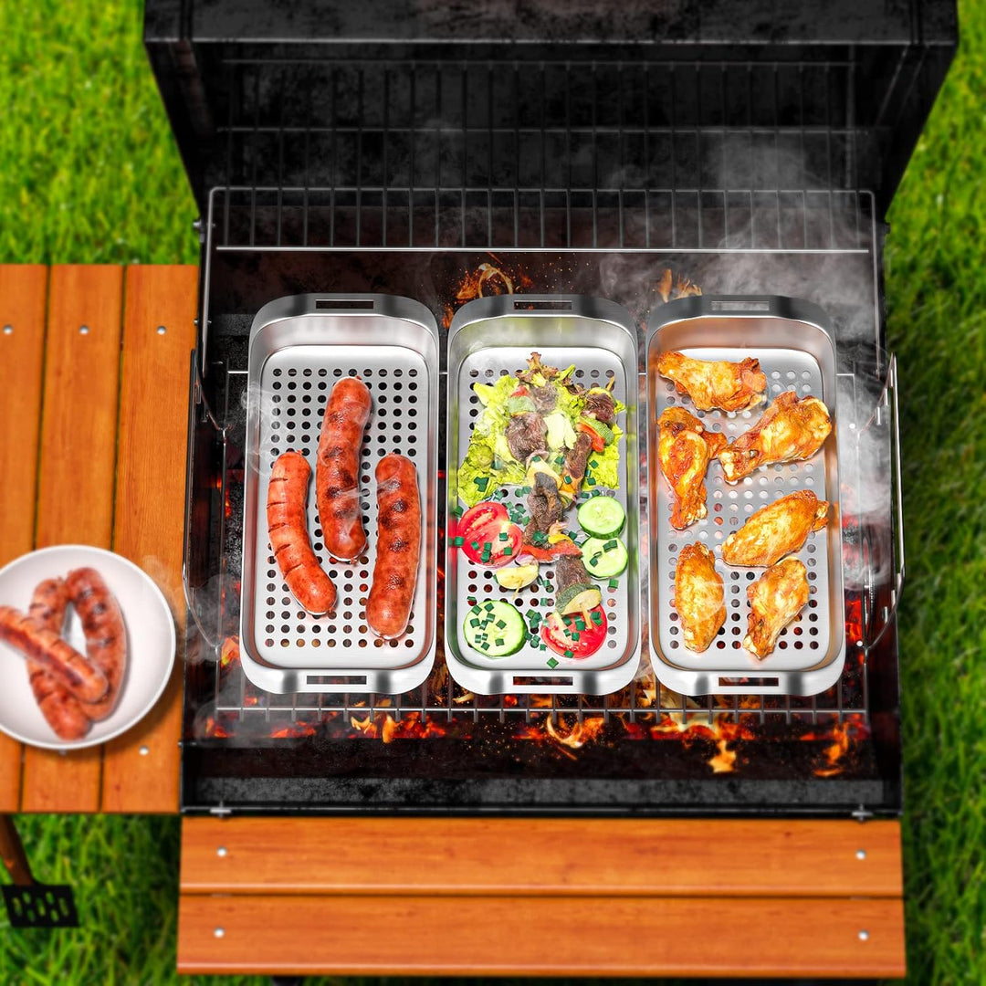 G.a HOMEFAVOR Grillkorb Set, Edelstahl Gemüse, Fleisch Grillschale/Grill Gemüsekorb BBQ Grill-Zubehö