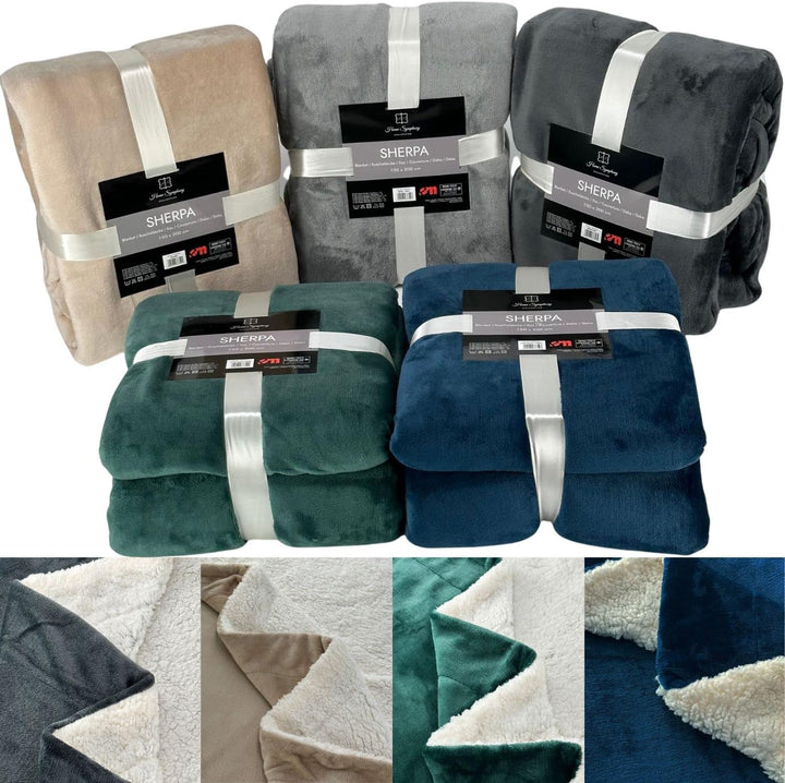 Euromat Sherpa Mikrofaserdecke, Flanell Kuscheldecke, Wohndecke, Bettüberwurf 150x200 cm (Hellgrau),