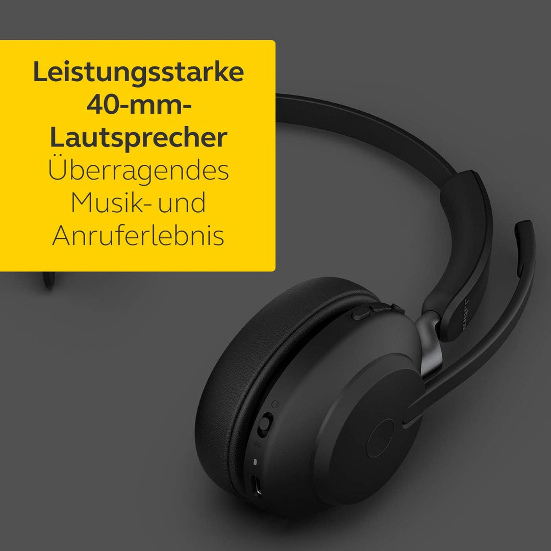 Jabra Evolve2 65 Wireless PC Headset with Charging Stand – Noise Cancelling UC Certified Mono Headph