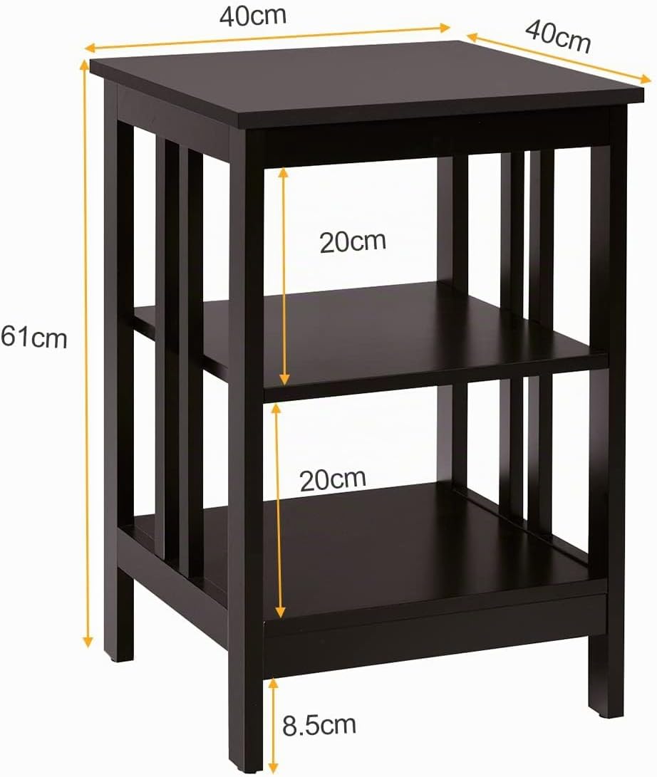 GIANTEX 2er Set Nachttisch, Beistelltisch 3 Ebenen, Sofatisch Couchtisch Holz, Kleiner Kaffeetisch T