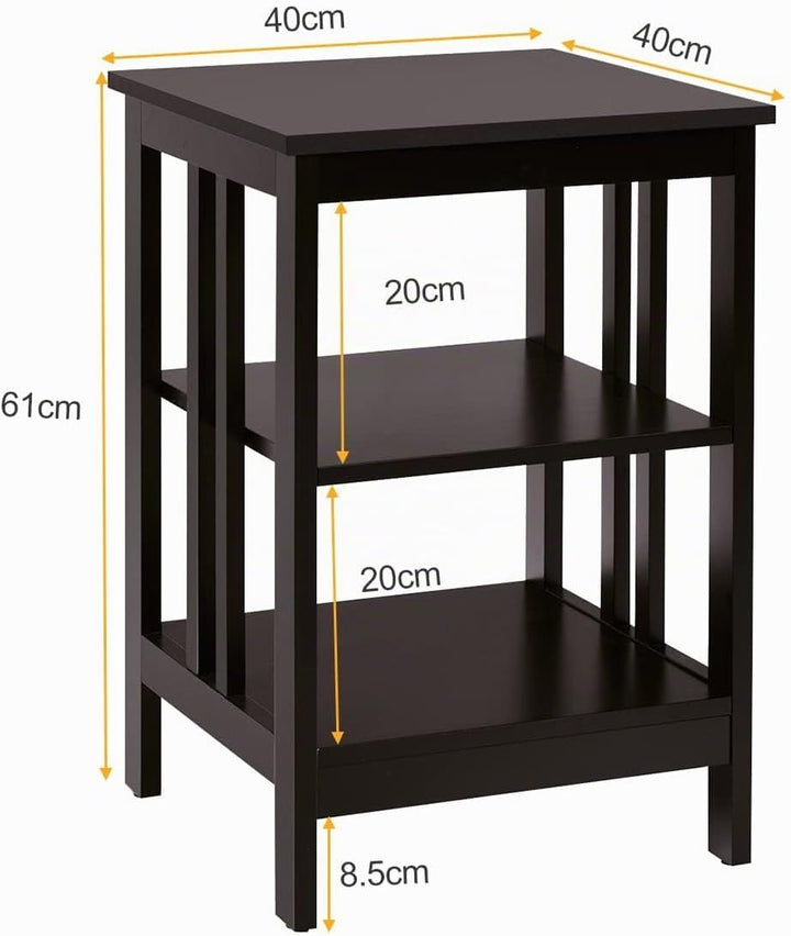 GIANTEX 2er Set Nachttisch, Beistelltisch 3 Ebenen, Sofatisch Couchtisch Holz, Kleiner Kaffeetisch T
