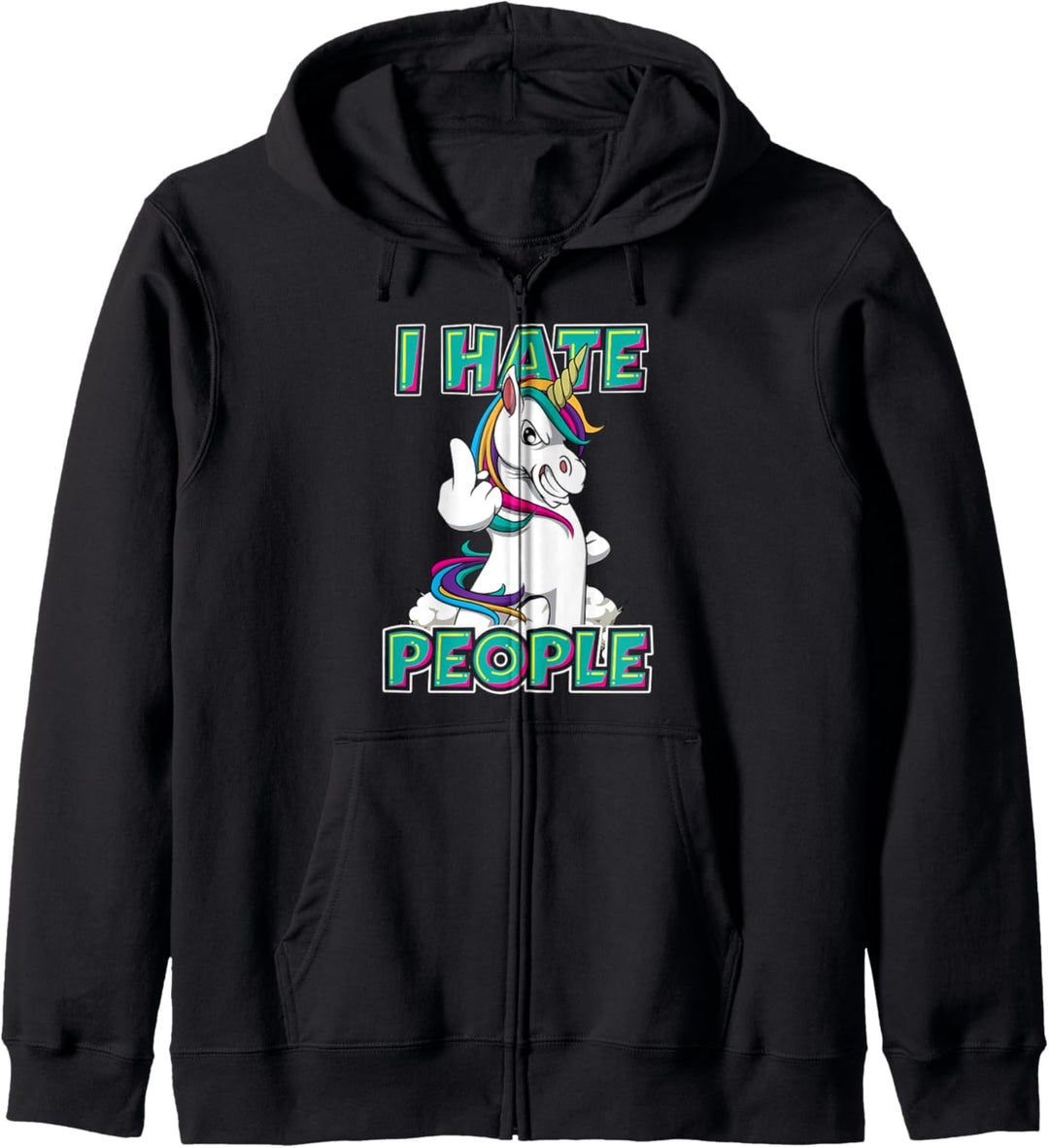 Ich hasse Menschen Einhorn Mittelfinger Kapuzenjacke