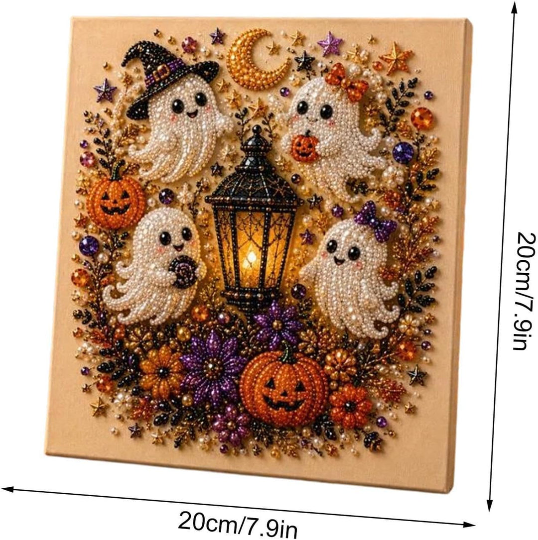 Ghost Pearl Art DIY Kit, Halloween Craft Wall Decor Set, Spooky Art B, B