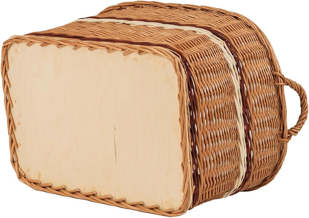 Vollweidener Kaminkorb, Kaminkorb aus Weide, naturfarbiger Weidenkorb für Kaminholz, Kaminkorb mit T