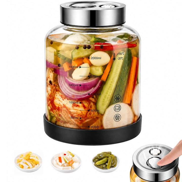 2L Fermentierglas mit Deckel, Kefir Glas Fermentiergläser mit Gärventil, BPA-freies, mit Präzisionsw