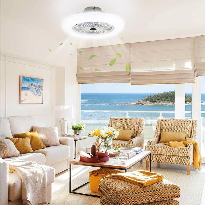 80W Deckenventilator mit Beleuchtung und Fernbedienung, LED Deckenlampe mit Ventilator Einstellbare
