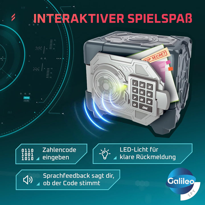 Galileo Spy Digitaler Tresor - Safe mit Alarm &amp; Warnleuchte für Junge Agenten &amp; Spione - Spielzeug f