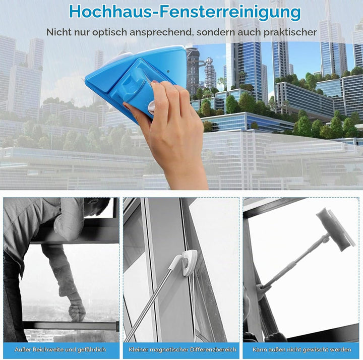 Doppelseitiger Fensterabzieher 5 einstellbares magnetisches Reinigungsbürstenwerkzeug Glaswischer Fü