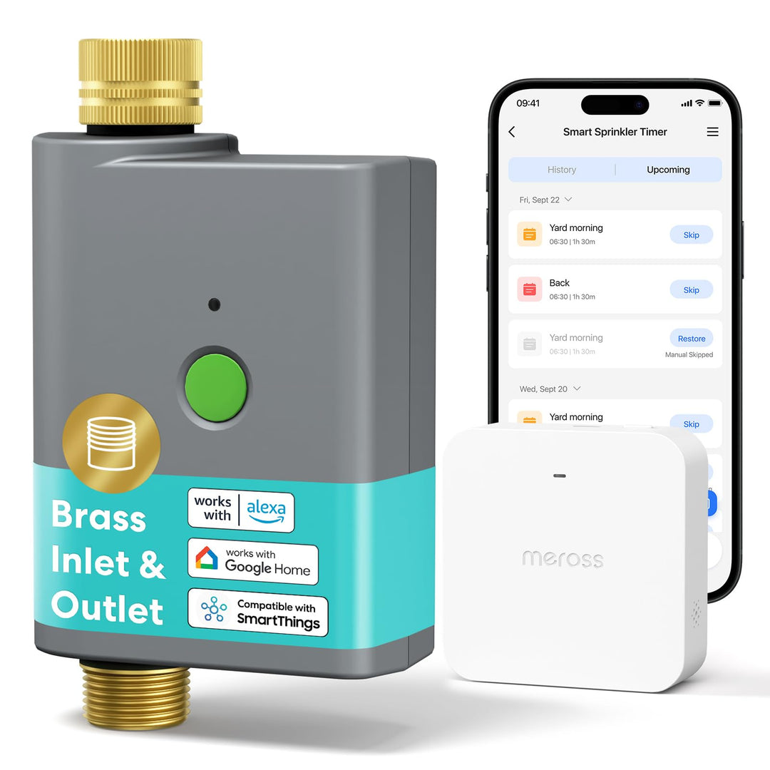 meross Bewässerungscomputer WLAN mit Smart Hub, Bewässerungstimer Garten, App- und Sprachsteuerung,