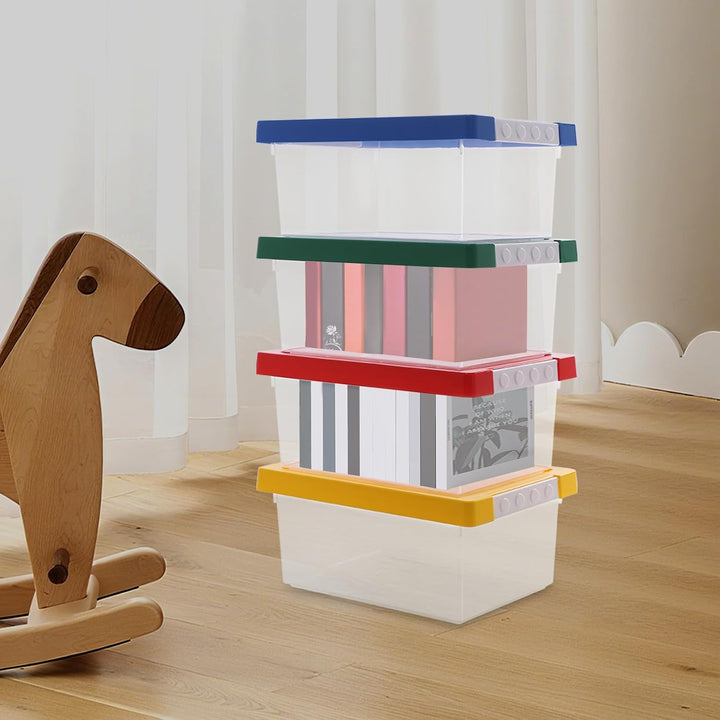 4er-Set Stapelbar Aufbewahrungsboxen mit Deckel I Transparente Sortierbox aus PP I Spielzeugkiste fü