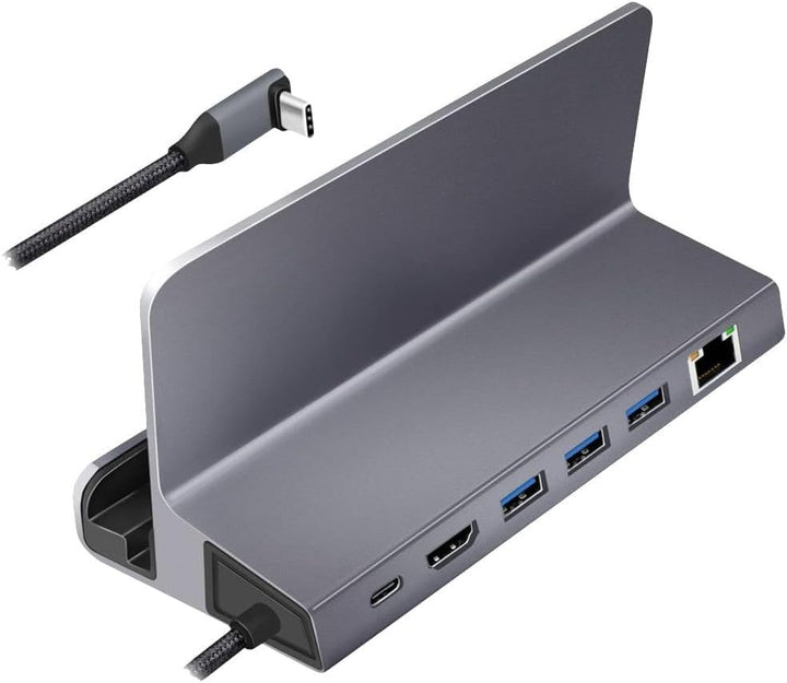 USB 3.2 Gen1 Dockingstation 6-Port mit USB PD (PowerDelivery 100W) aus Aluminium, Halterung für Tabl