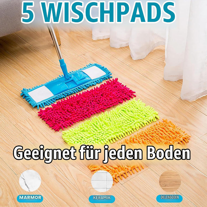 Mop Pads,5 Stück Mop Microfaser Reinigung Pads,Waschbarer Saugfähiges Wischmopp Bezug,Ersatz Mop Pad
