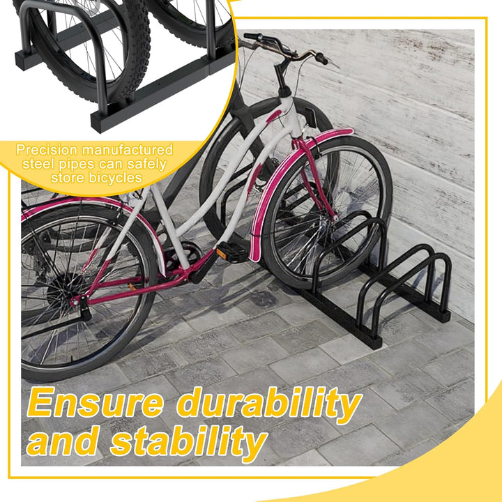 SUBTLETY Fahrradständer für 2 Fahrräder Verzinkt Stahl Fahrradhalter für 30-65mm Reifenbreite Boden-