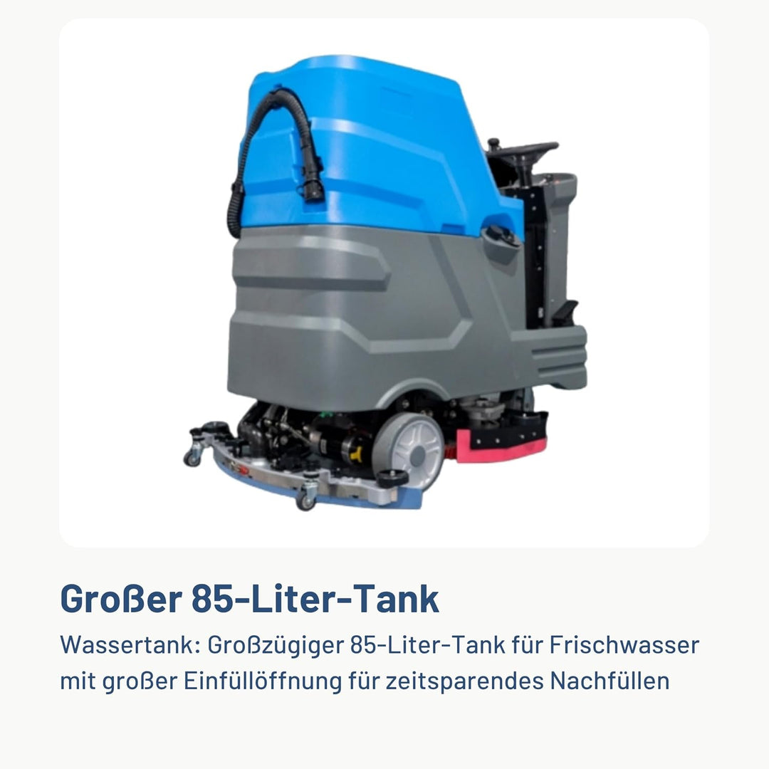 Pallit Aufsitz-Scheuersaugmaschine Akku – Bodenreinigungsmaschine 580 mm Arbeitsbreite, 4.100 m²/h,