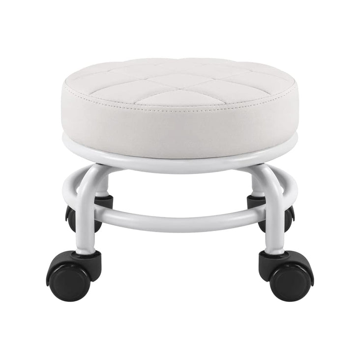 FURWOO Rollsitz PU-Leder Niedriger runder Rollhocker Bodenhocker mit Universal-Rollen für Home Fitne