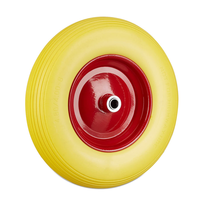 2 x Schubkarrenrad 4.80 4.00-8 im Set, Vollgummireifen u. Stahlfelge, Ersatzrad pannensicher, 100 kg