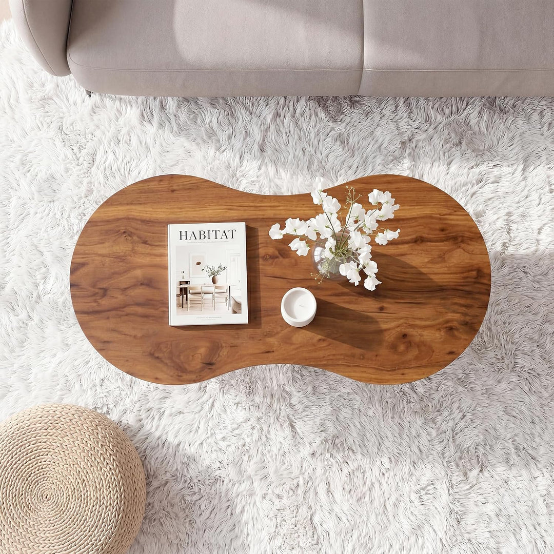 Manora Ovaler Couchtisch Holz, Klein &amp; Platzsparend, Eiche Braun-Schwarz Braun+schwarz einstöckig, B