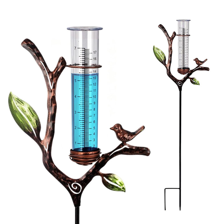 Regenmesser für Garten, Gartendekoration Regenmesser Glasregenwasserzähler, Gartenstecker Elf Stehen