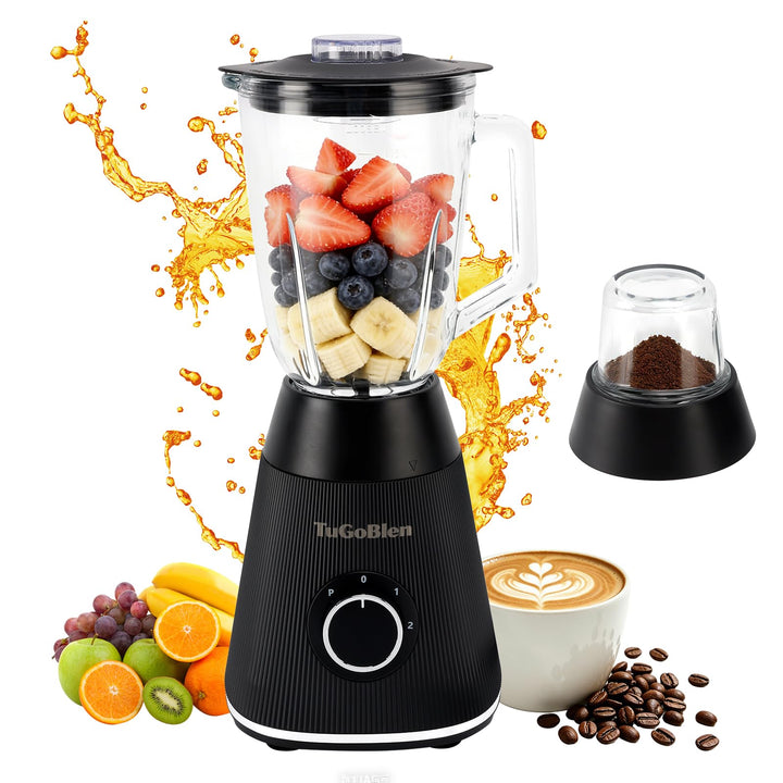 Standmixer mit 1,5L-Glasbehälter und 200ml-Glasmahlbecher, multifunktionaler Küchenmixer für Smoothi