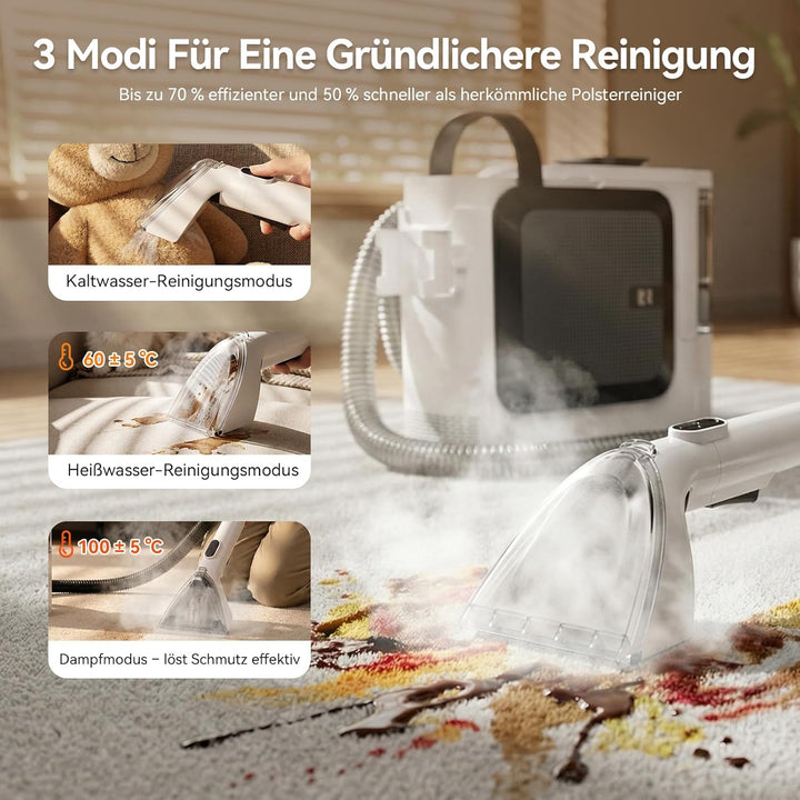 F1 Teppichreiniger &amp; Staubsauger für Stoffsofas, Reiniger für Teppiche und Teppichmöbel mit Saugfunk