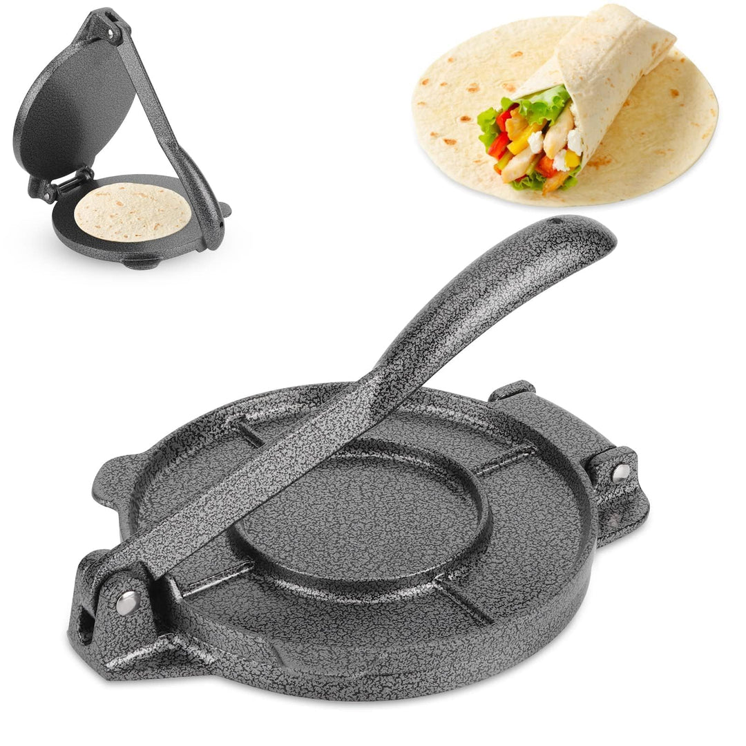 Tortilla Presse, Gusseisen Roti Tortillas Maker Teig Pressmaschine mit Klappbarem Griff für Haus Küc