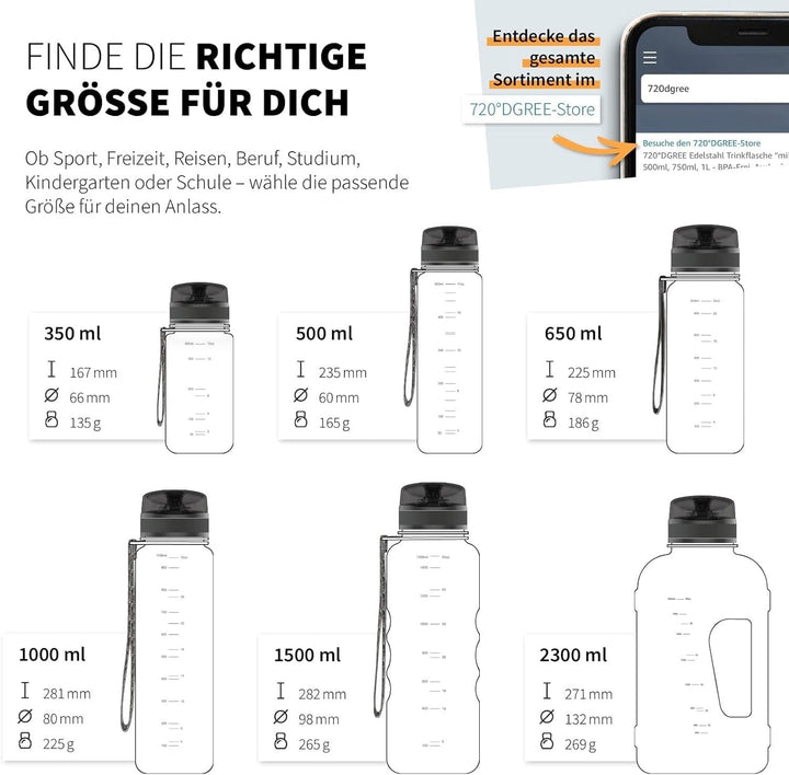 720°DGREE Trinkflasche Kinder 500ml “uberBottle“ softTouch +Sieb - Auslaufsicher, BPA-Frei - Flasche