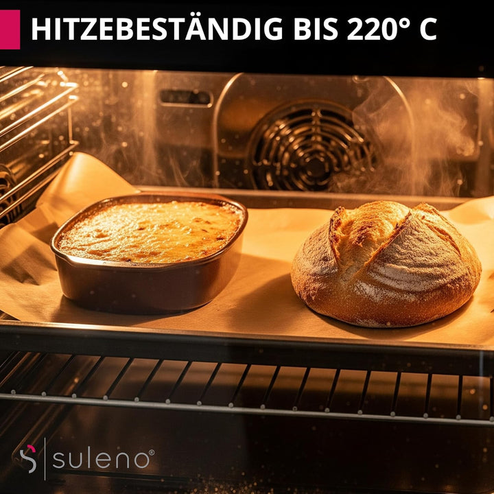 SULENO Backpapier Rolle, 38 cm x 100 m, 100 m - 1 Rolle | Antihaftbeschichtet, Hitzebeständig bis 22