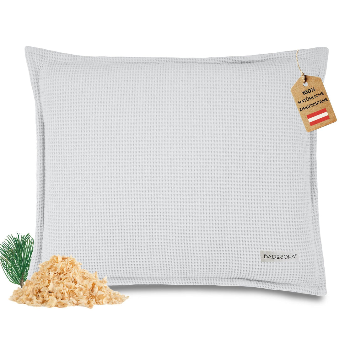 SAUNASOFA Zirbenkissen aus 100% Bio-Baumwolle in Grau Gross Grau, Gross Grau