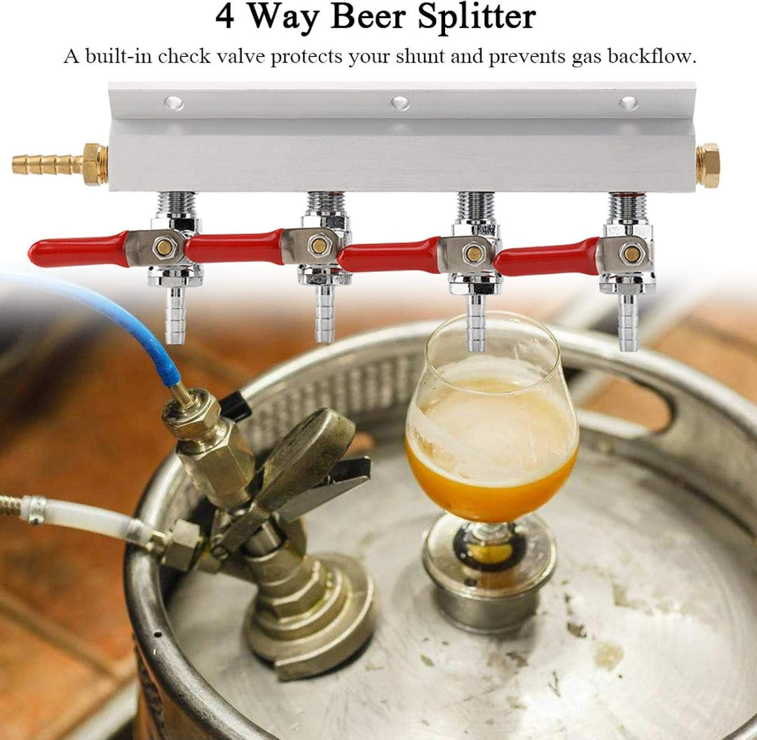 4-Wege-Gasverteiler Muti-Way-CO2-Verteiler für Verteiler Splitter Beer Integrierte Rückschlagventile