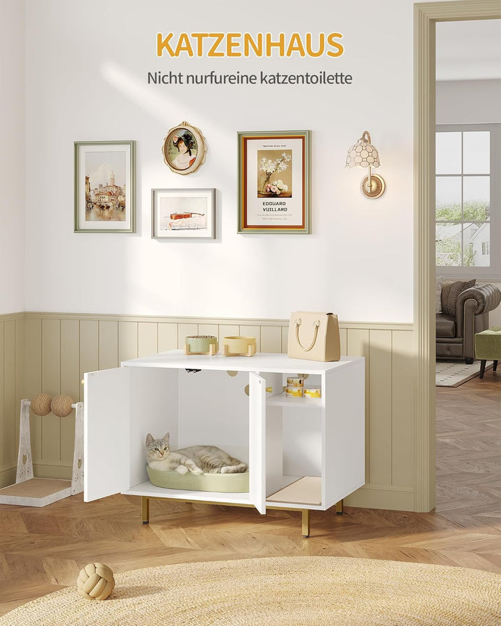 Hzuaneri Katzenschrank, Katzentoilette, Katzenklo Schrank, Katzenhaus mit Tür und separater Trennwan