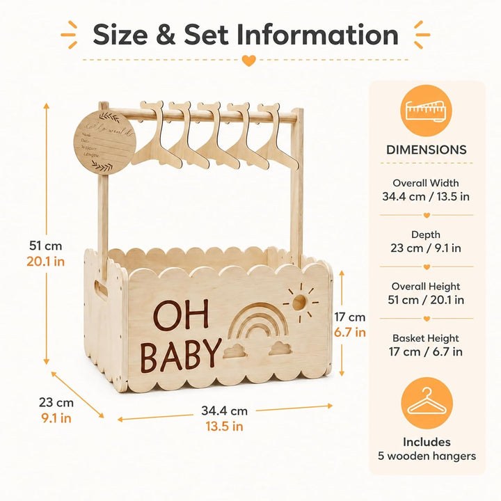 Holz Babyparty Geschenk mit Griff, Baby Aufbewahrungskorb, Holz Baby Geschenk Korb, Babykorb Neugebo
