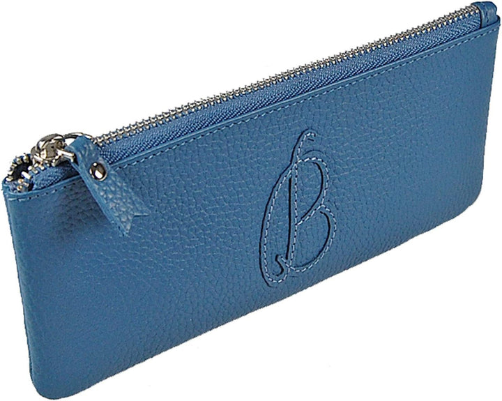 Kosmetiktasche Leder Kosmetiketui Schminktasche Stifteetui Make up Beauty Tasche GoBago (Blau), Blau
