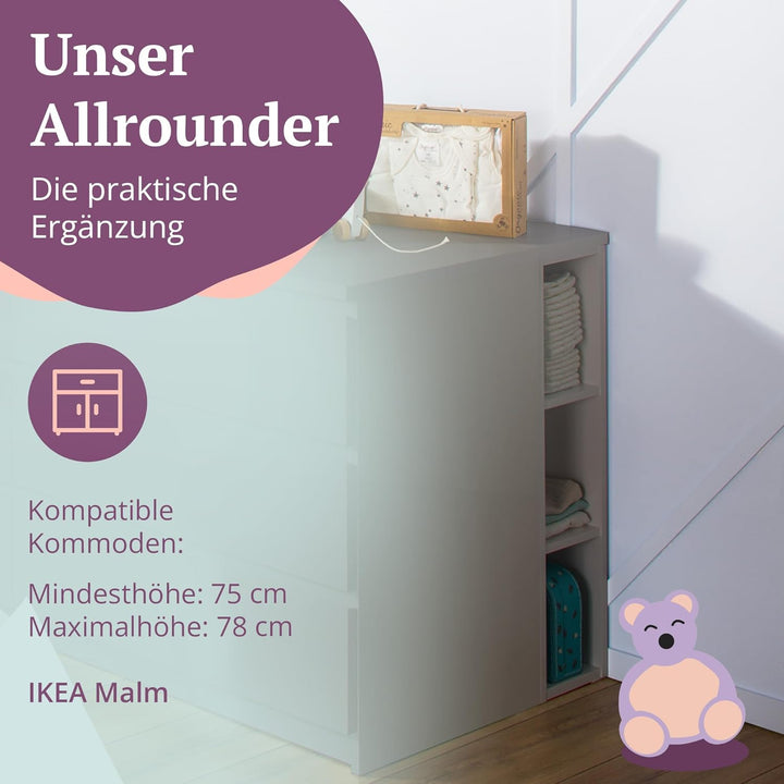 Puckdaddy Mikkel | Stauraumregal kompatibel mit IKEA Malm Kommoden | 19x30x75cm | Regal aus Holz in