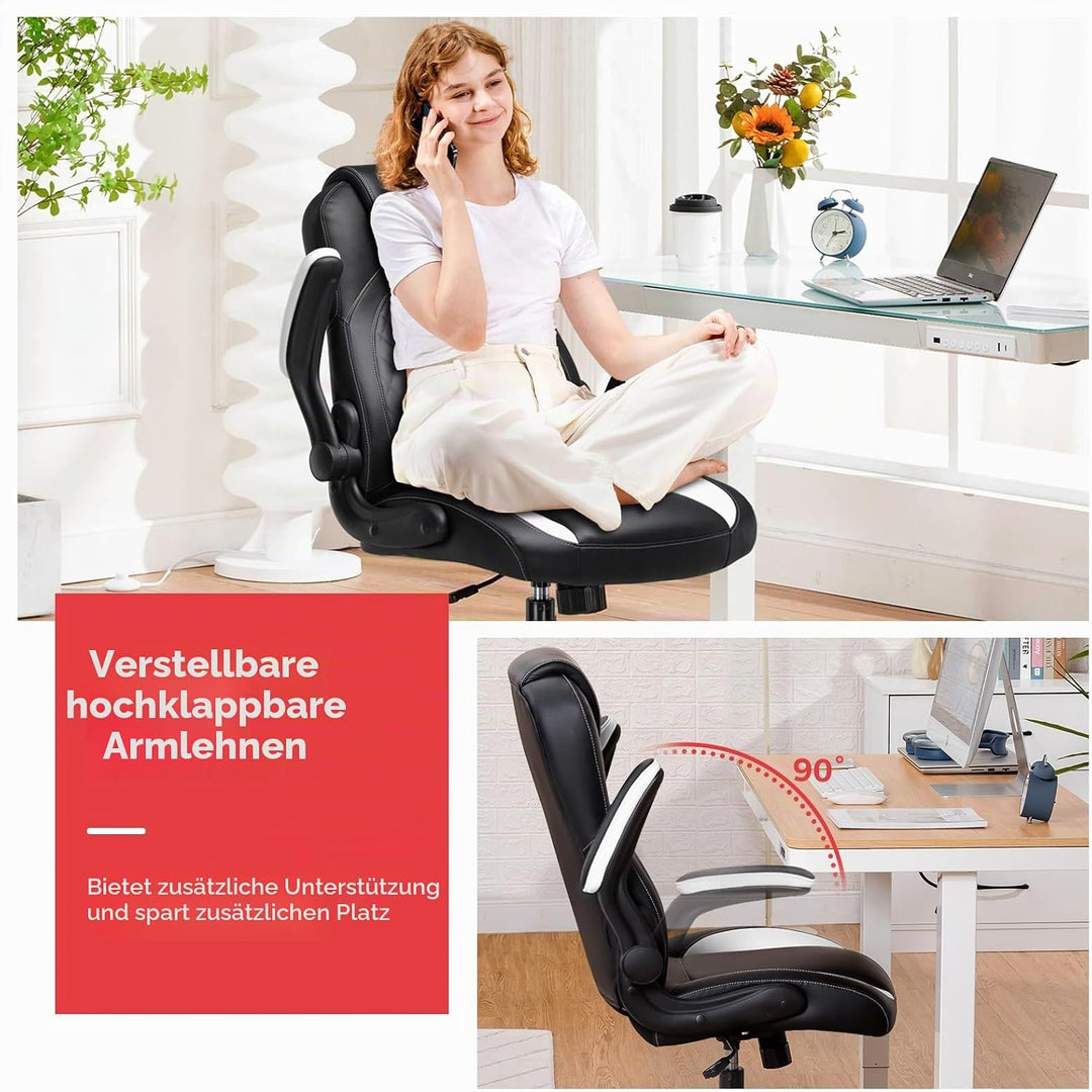 GTPLAYER Gaming Stuhl mit hochklappbarer Armlehne, Gamer Stuhl mit Schaukelfunktion, Ergonomischer C
