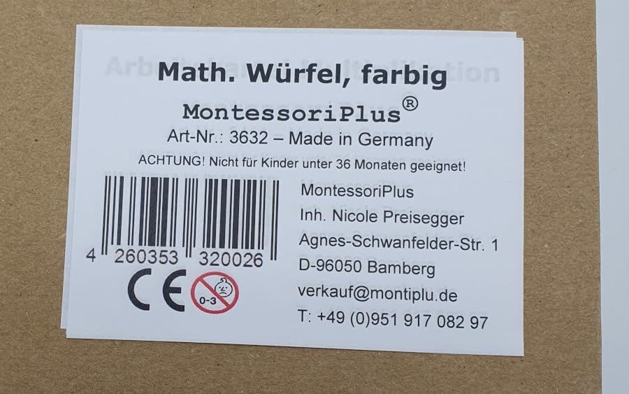 Montessori Material, Mathematischer Würfel in Montessori-Farben