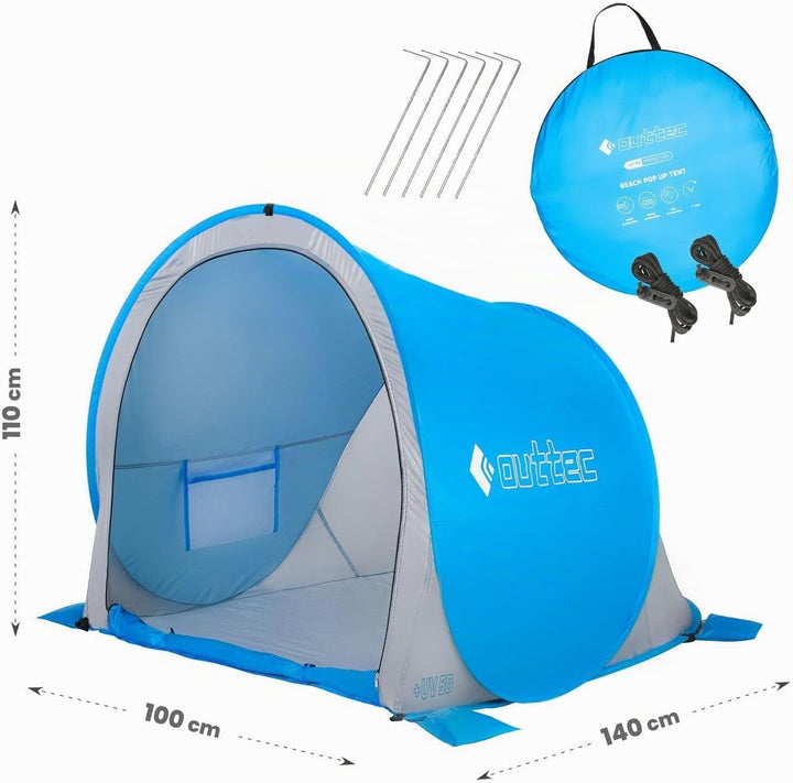 Strandmuschel Pop Up mit UV Schutz 50, Leicht zu Tragen Strandzelt, Koffertauglich, Strand Windschut