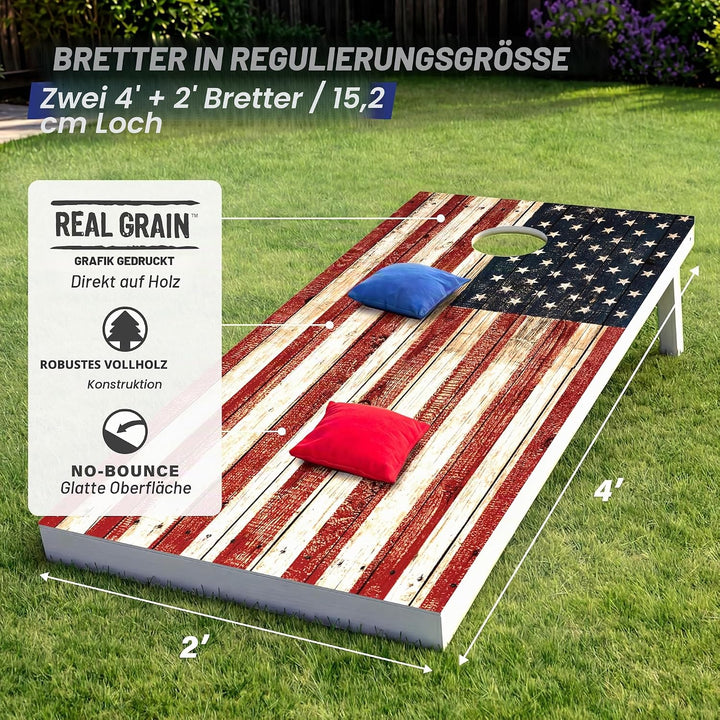 GoSports Klassisches Cornhole Set - Enthält 8 Sitzsäcke, Reiseetui und Spielregeln (Stilwahl) Amerik