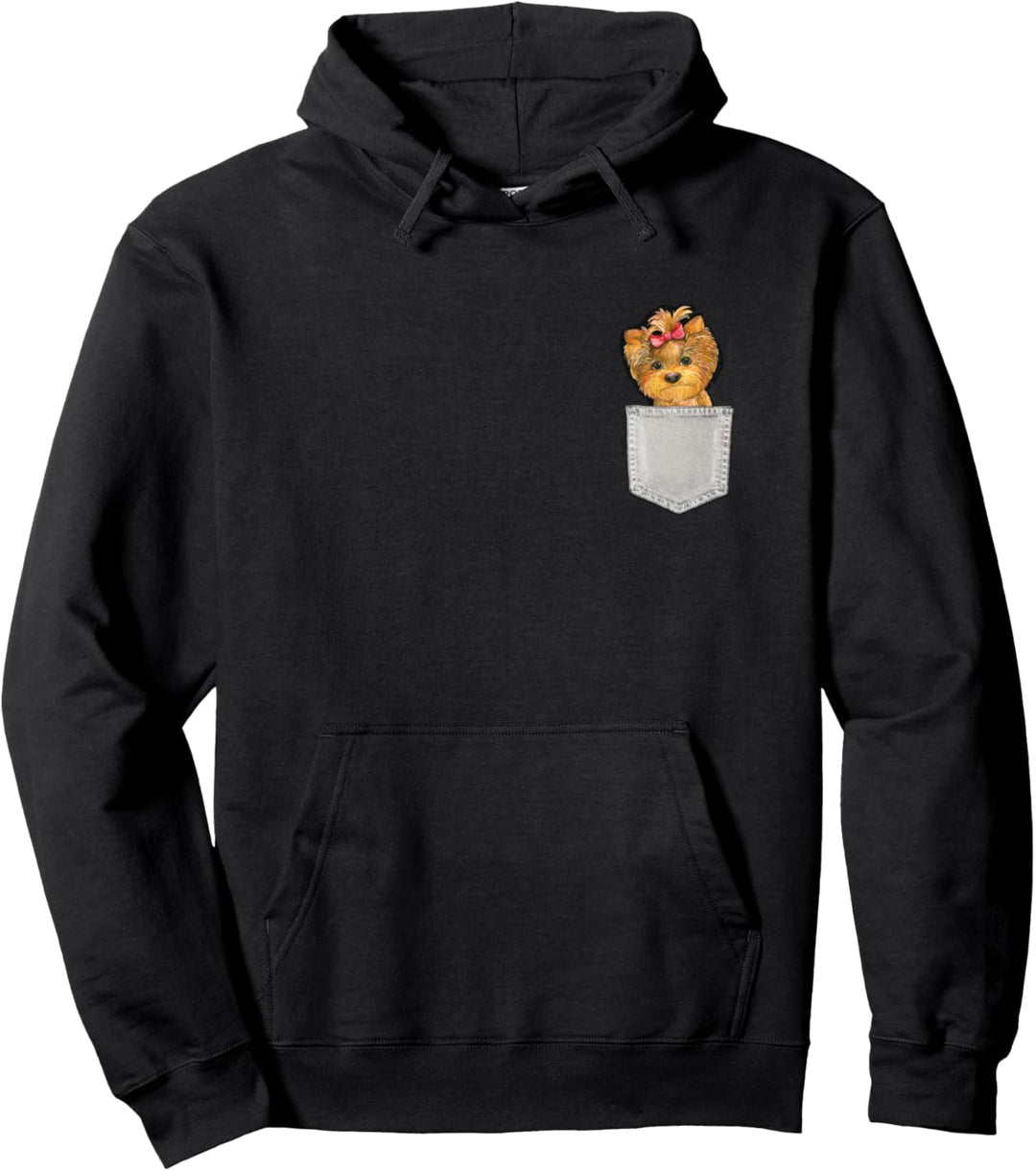 YORKSHIRE TERRIER Hund in Brusttasche Dog In A Pocket Pullover Hoodie