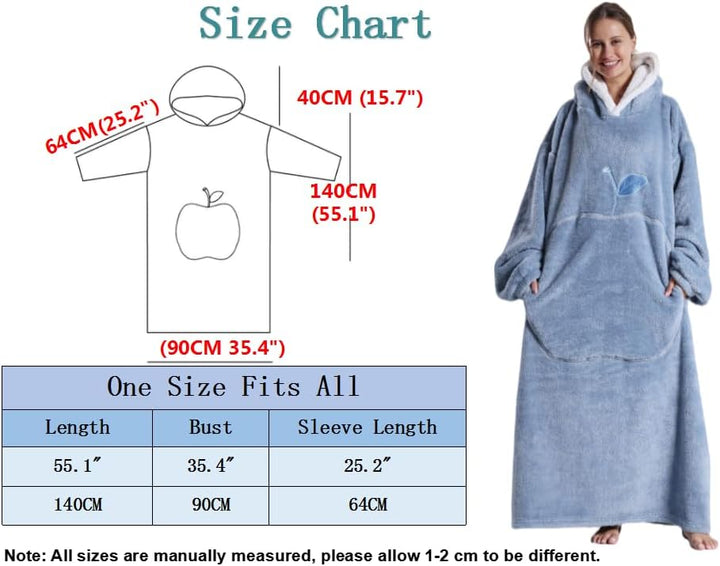Hoodie Decke Extra Lang mit Kapuze und Tasche für Damen Herren Dunkelgrau, Dunkelgrau