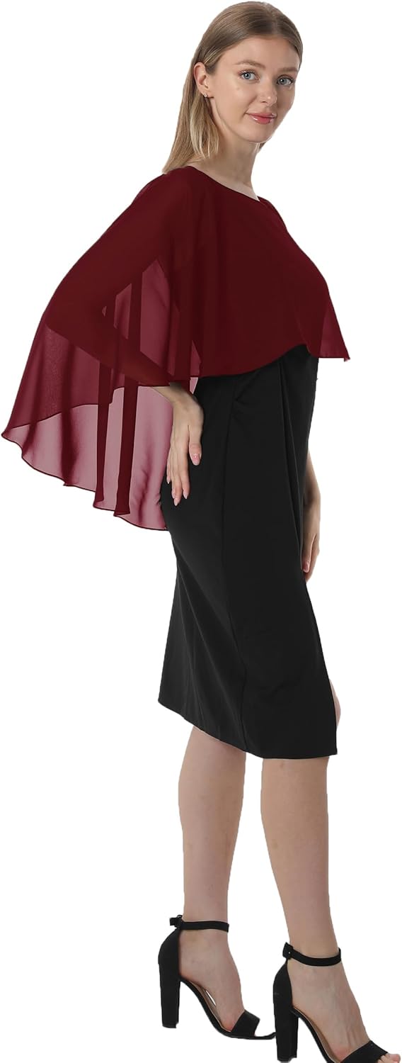 Damen Chiffon-umhang001 Pashmina-Schal Einheitsgrösse Burgunder, Einheitsgrösse Burgunder