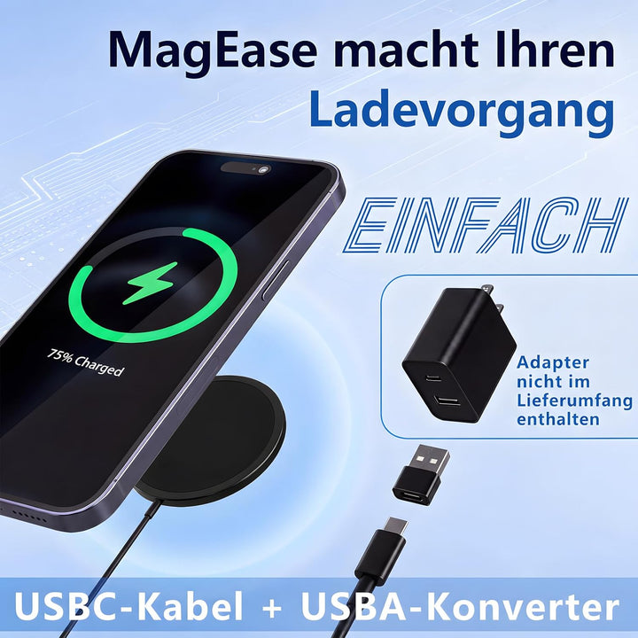 EXW Magnetisches Wireless Ladegerät 2er-Pack, 15W MagSafe-kompatibles Kabelloses Ladegerät für iPhon