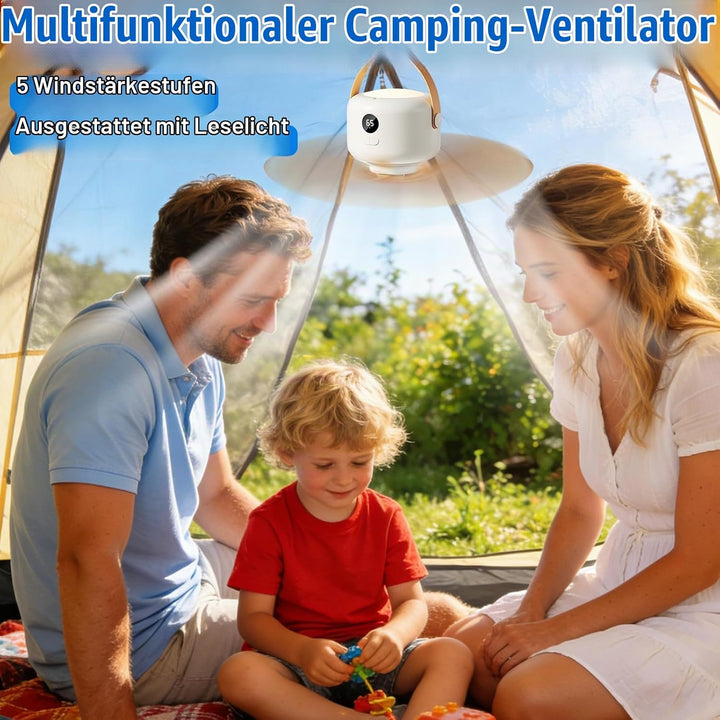 USB Campingventilator mit LED Licht mit 5-Gang-Wind,Wiederaufladbar mit Fernbedienung