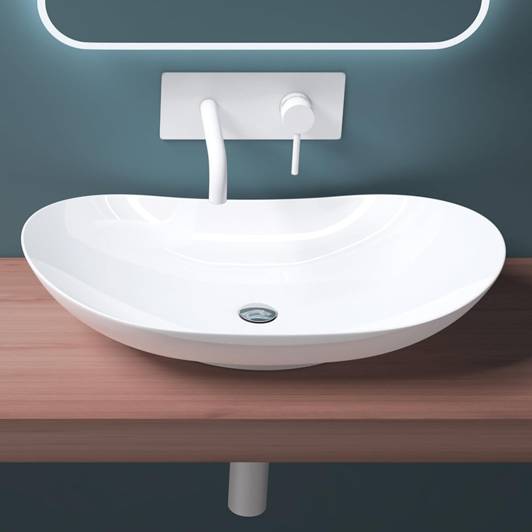 Mai &amp; Mai Aufsatzwaschbecken Waschschale Waschbecken in Weiss aus Keramik inkl. Nano-Versiegelung Br